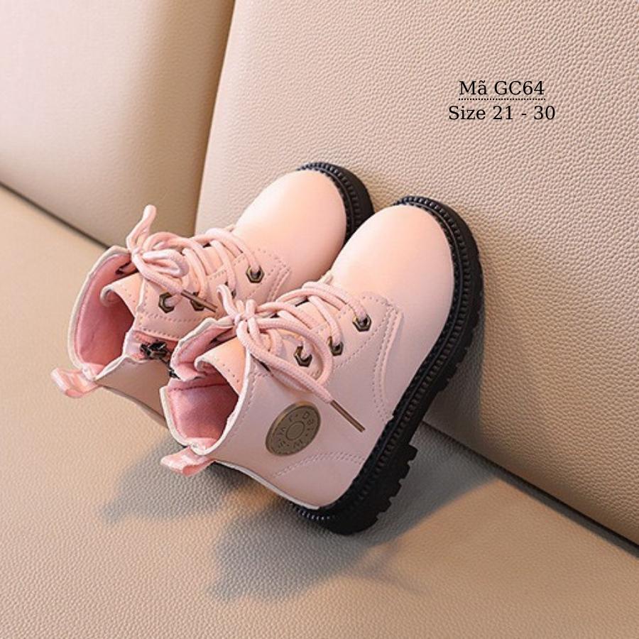 Giày Boots cổ cao màu hồng xinh xắn và dễ thương cho bé gái 1 - 5 tuổi phong cách Hàn Quốc GC64