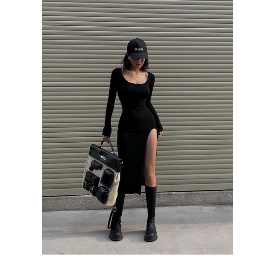 Đầm Body bigsize Xẻ Đùi Siêu Hack Dáng