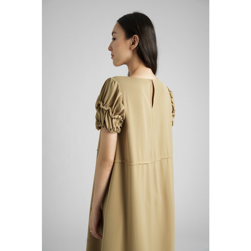 Đầm nữ suông nhún bèo tay KHÂU BY CQ Tournesol