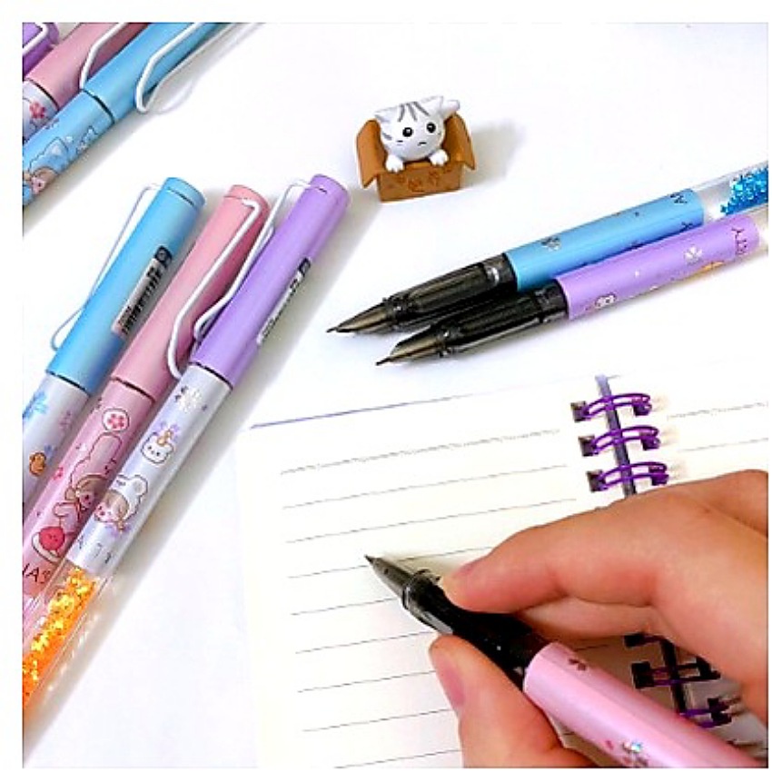 Bút máy rèn chữ, ống mực xoá được cho học sinh tiểu học, nhũ kim tuyến, ngòi kim tinh mài trơn, nét nhỏ, cotienshop93