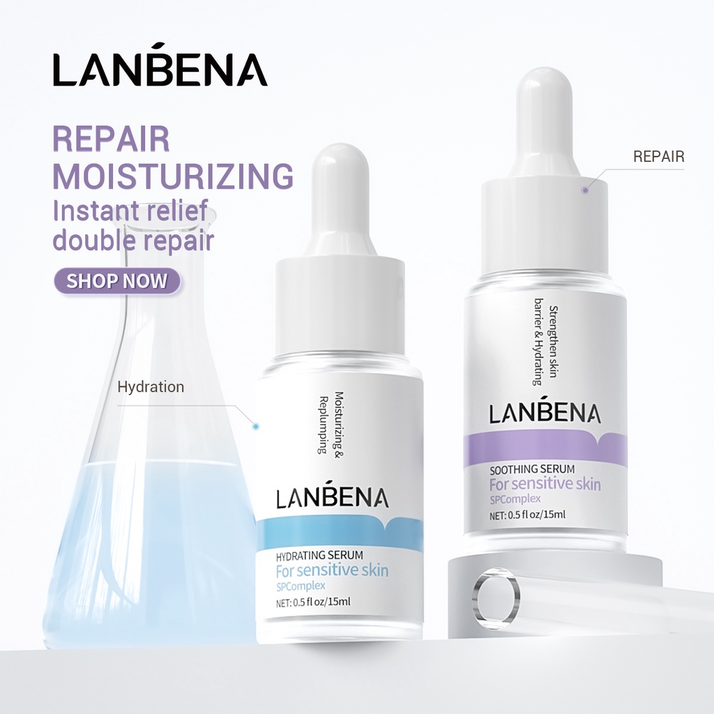 [2 bottles ]Lanbena Serum Moisturizing hyaluronic acid Serum & Repair Damaged Skin Serum (15ml+15ml)