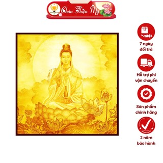 Đèn hào quang phật quan âm in tranh trúc chỉ hoa sen vuông chân thiện mỹ, trang trí bàn thờ phật,treo phòng thờ tc-tv-36
