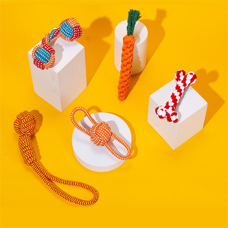 Đồ Chơi Dây Thừng Cotton Bện Thắt Nút Cỡ Nhỏ Và Vừa Để Mài Răng Và Giảm Đau Cho Thú Cưng