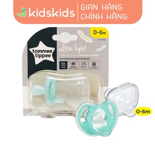 Ty ngậm silicon siêu nhẹ cho bé Tommee Tippee Ultra Light 0-6 tháng (vỉ đơn) - Xanh ngọc