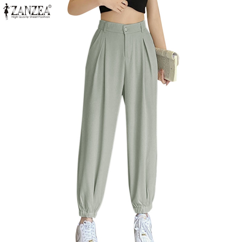 Quần dài ZANZEA lưng cao co giãn phong cách Hàn Quốc thời trang cao cấp cho nữ