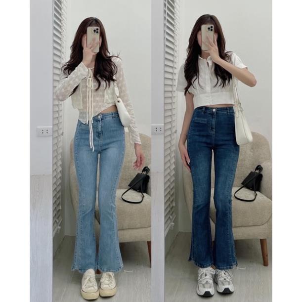 [NEW]QUẦN JEANS ỐNG LOE CẠP CAO HACK DÁNG 6740