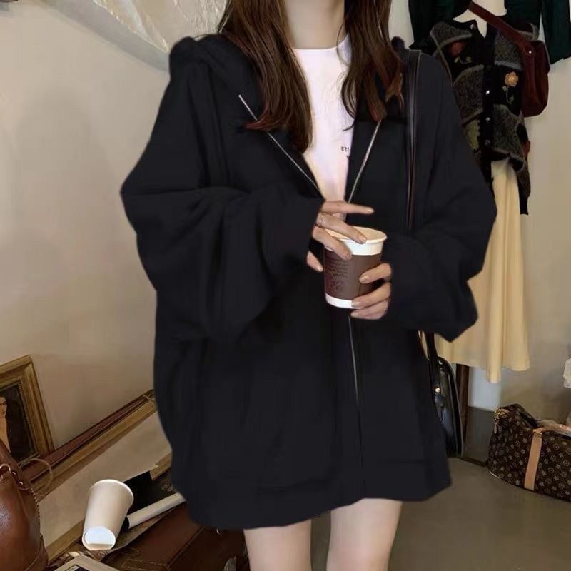 COZOK Áo hoodie Tay Dài oversize Có Khóa Kéo Thời Trang Cá Tính