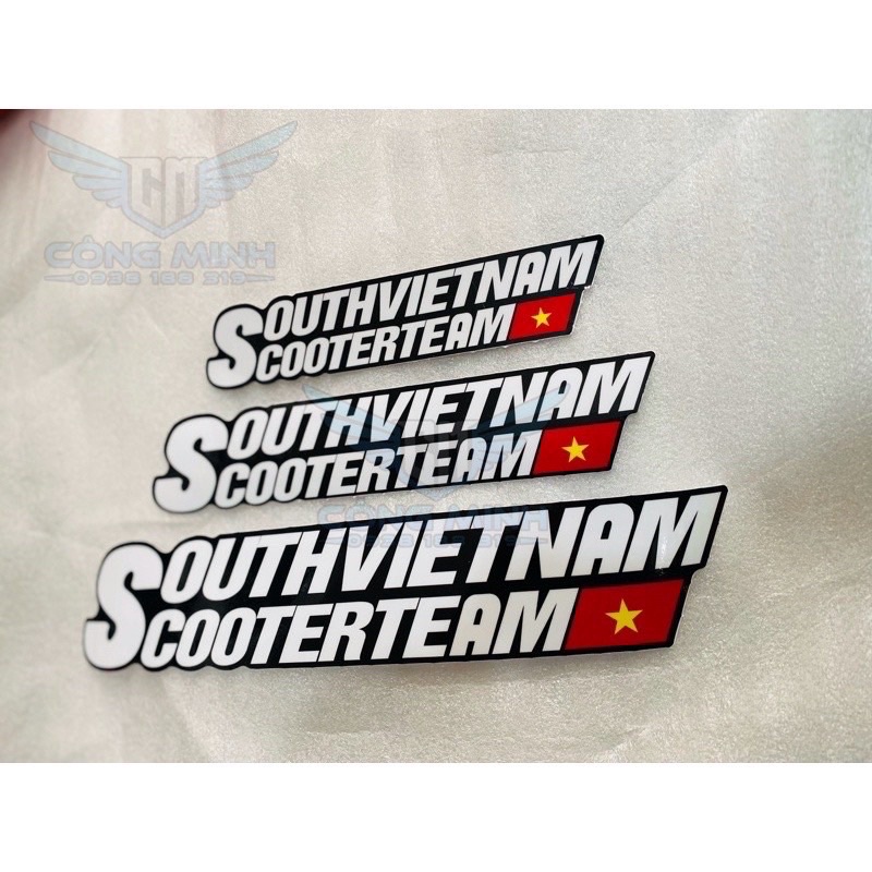 Tem Decal Chữ Southvietnam 15Cm Trang Trí Xe Máy