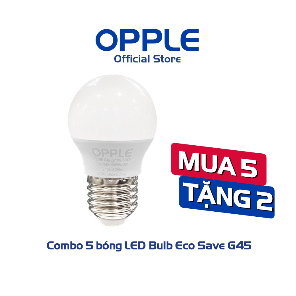 [COMBO MUA 5 TẶNG 2] Bóng Đèn OPPLE LED Bulb Eco Save G45 E27 3W - Ánh sáng vàng (3000K)