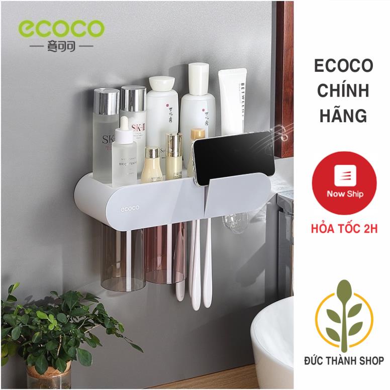 Kệ nhả kem đánh răng tự động cao cấp, hộp đựng bàn chải đánh răng Ecoco, kệ để đồ phòng tắm gia dụng thông minh