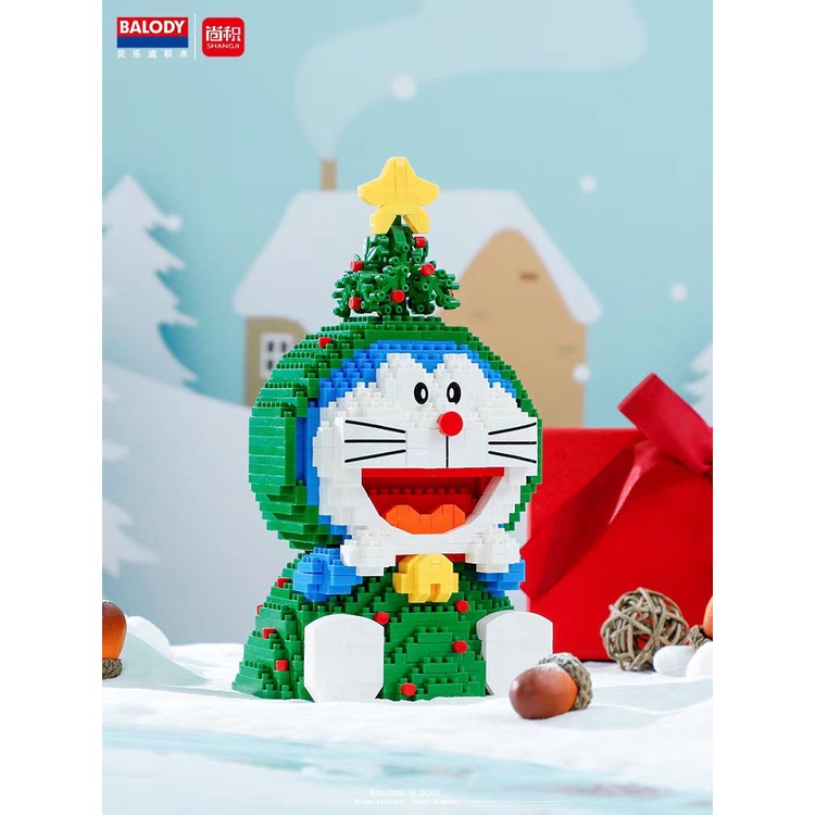 Le.go doremon giáng sinh noel xếp hình đồ chơi trẻ em Doremon xếp hình nano 3D Nanoblock Mẫu lắp ráp cho bé