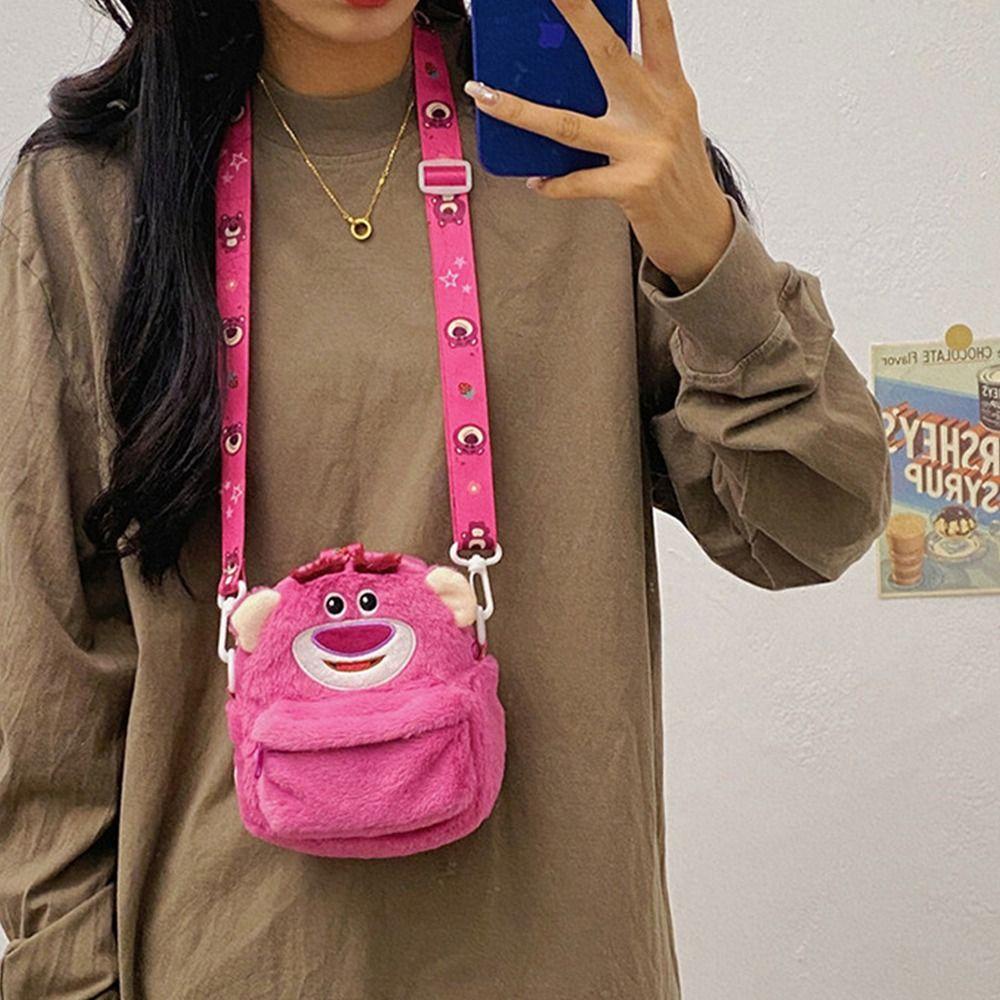 Túi Đeo Vai Hình Gấu / Dâu Tây Phủ Lông Dễ Thương Thời Trang Mùa Thu Cho Nữ