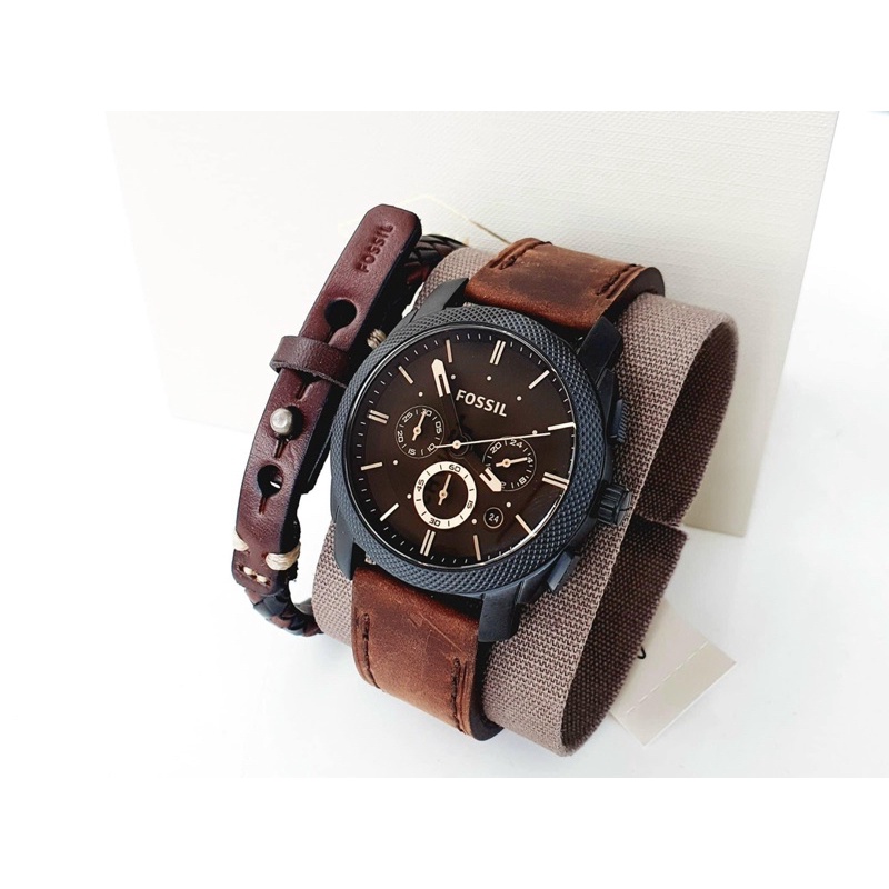 Đồng hồ nam dây da Fossil Chronograph FS5251SET