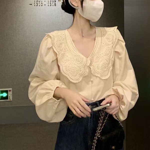 Áo Sơ Mi Tay Dài Phồng plus Size Phong Cách Hàn Quốc Thanh Lịch Cho Nữ