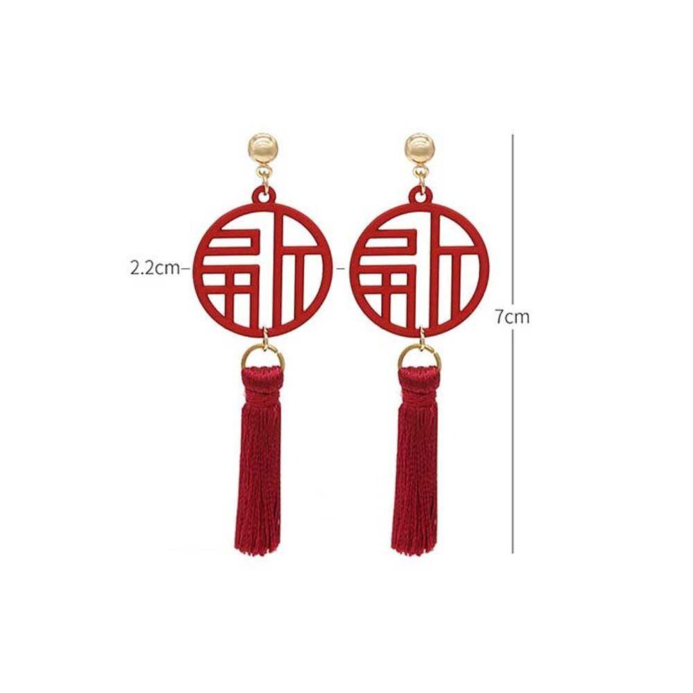 Khuyên Tai Tua Rua Dáng Dài Mặt Nhân Vật Năm Mới Phong Cách Trung Hoa