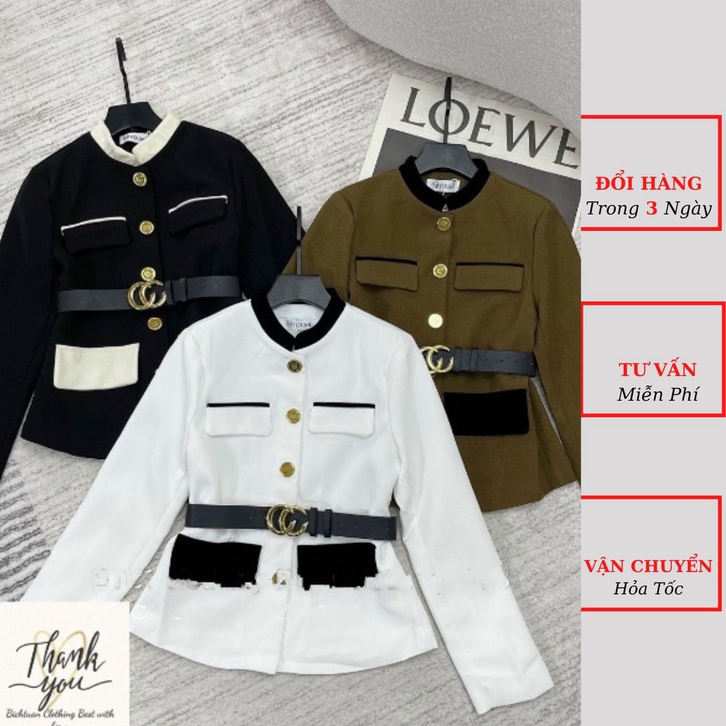 Áo dạ nữ cổ tàu túi hộp kèm đai cao cấp mùa thu đông đi tiệc cưới sang chảnh ulzzang Hàn Quốc