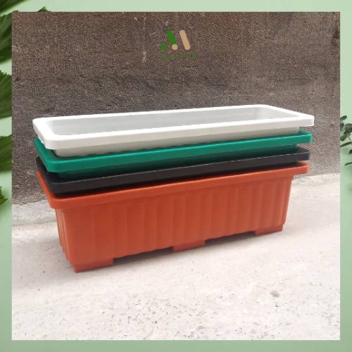 Chậu nhựa trồng hoa, trồng rau, trồng cây cảnh hình chữ nhật thông minh KT 63 x 22 x 20cm