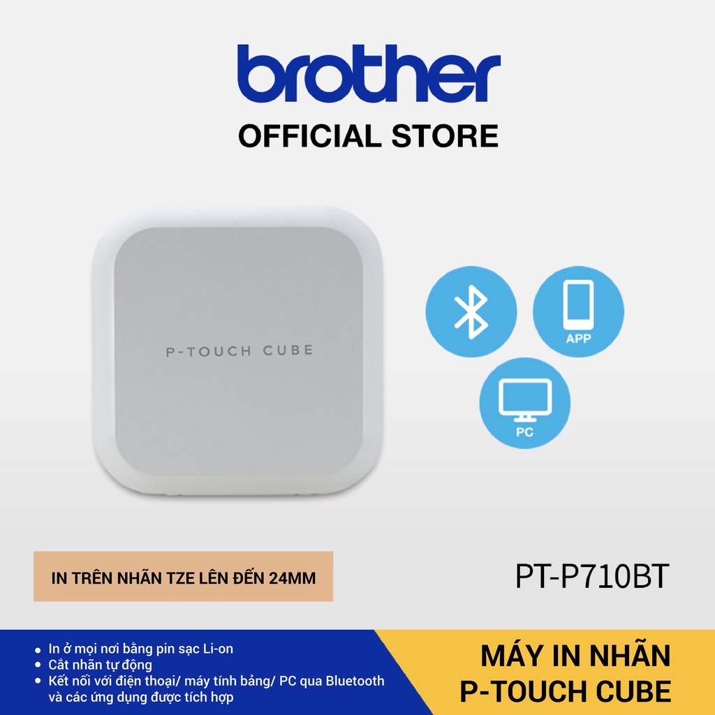 Máy in nhãn Brother P-Touch Cube PT-P710BT tặng Nhãn in