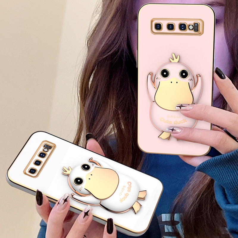 Ốp Điện Thoại Có Giá Đỡ Hình Vịt 3D Thời Trang Cho Samsung Galaxy S10 S9 Plus S10e Note 9 8 S10 Lite