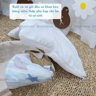 Gối nằm cho bé sơ sinh vải xô muslin mỏng nhẹ thấm hút mồ hôi - ảnh sản phẩm 5