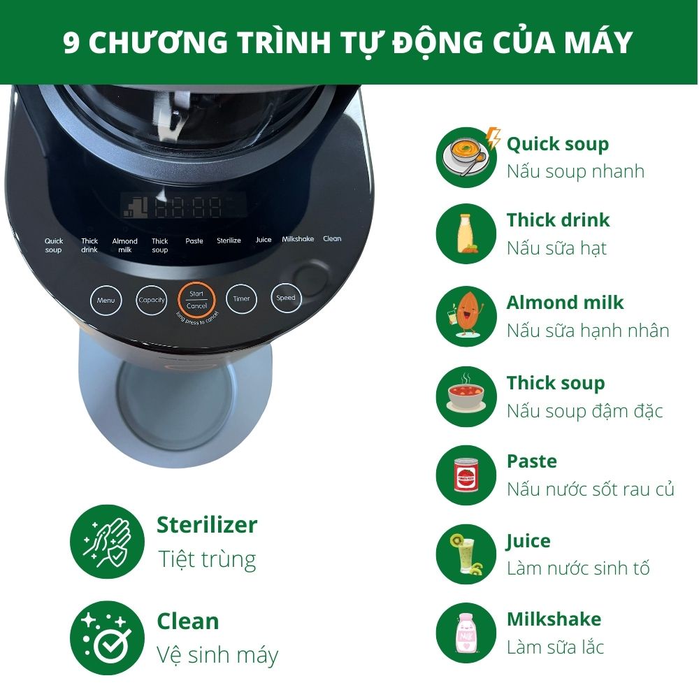 Máy Làm Sữa Hạt Medion MD19725 Nội Địa Đức, Máy Nấu Sữa Hạt MD 19725 Nấu Soup, Sinh Tố Đa Năng GermanySnT 410005