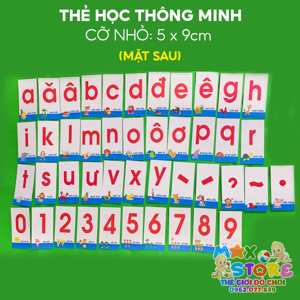 Bộ 44 Thẻ Học Flashcard 2 Mặt Thông Minh Chữ Cái Và Số Đếm Cho Bé