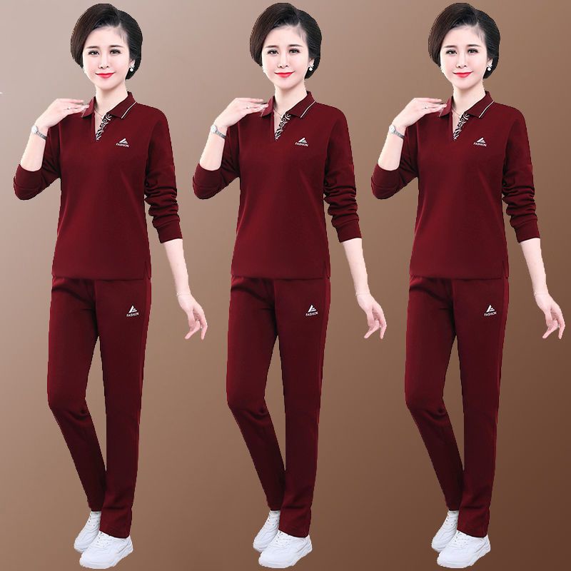 Yangqi set Đồ Thể Thao Hai Món Phong Cách Hàn Quốc Thời Trang Mùa Thu 2021 Cho Phụ Nữ Trung Niên