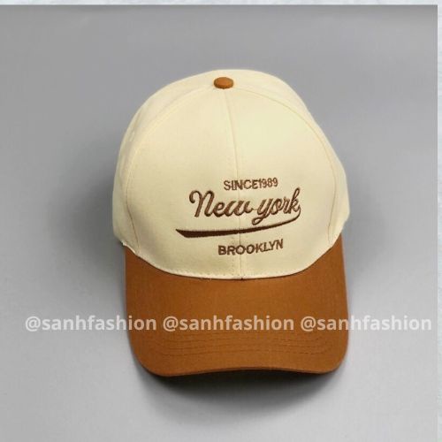 Mũ lưỡi trai phối màu thêu chữ NewYork Brooklyn Nón kết chất kaki cao cấp thời trang form unisex nam nữ_sanhfashion