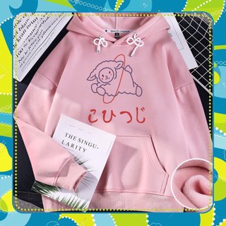 Áo Hoodie 💚𝗙𝗥𝗘𝗘𝗦𝗛𝗜𝗣💚 Áo khoác Hoodie nam nữ Trắng chống nắng Unisex form rộng CỪU HỒNG nỉ bông ấm áp