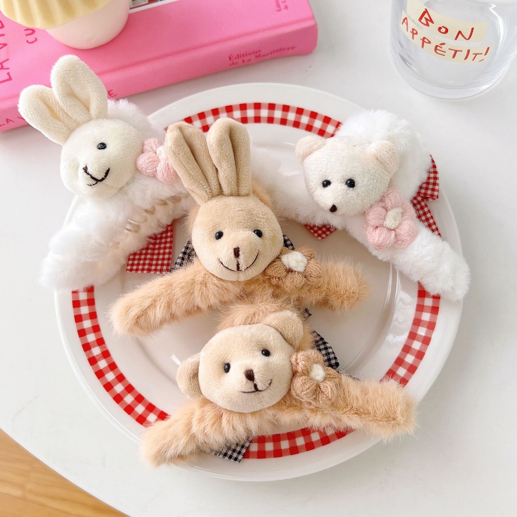 Kẹp Tóc Hình Cá Mập Phối Lông Phong Cách Hàn Quốc Xinh Xắn