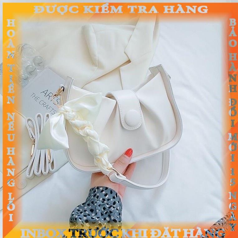 Túi xách nữ đeo chéo kẹp nách đẹp thời trang giá rẻ quai mix khăn nơ cao cấp thammi