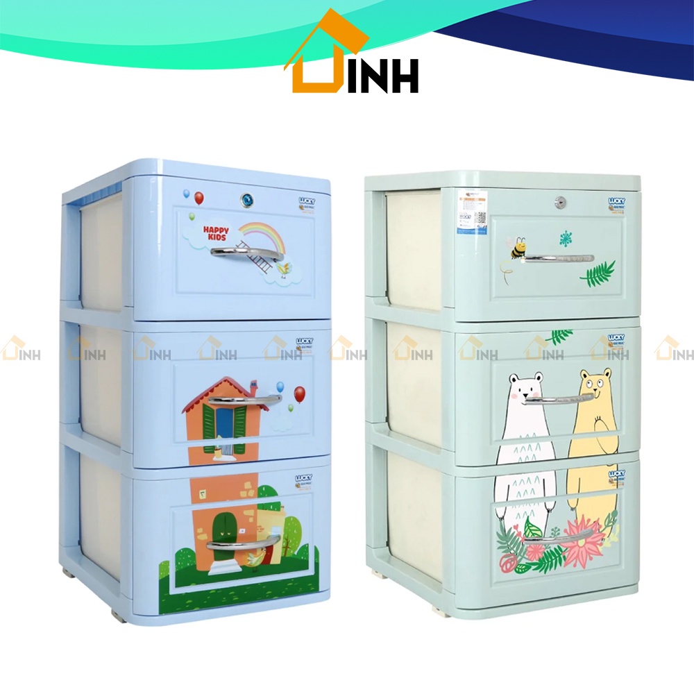 Tủ nhựa quần áo Lucky Qui Phúc, Tủ nhựa trẻ em 5 tầng, 4 tầng, 3 tầng