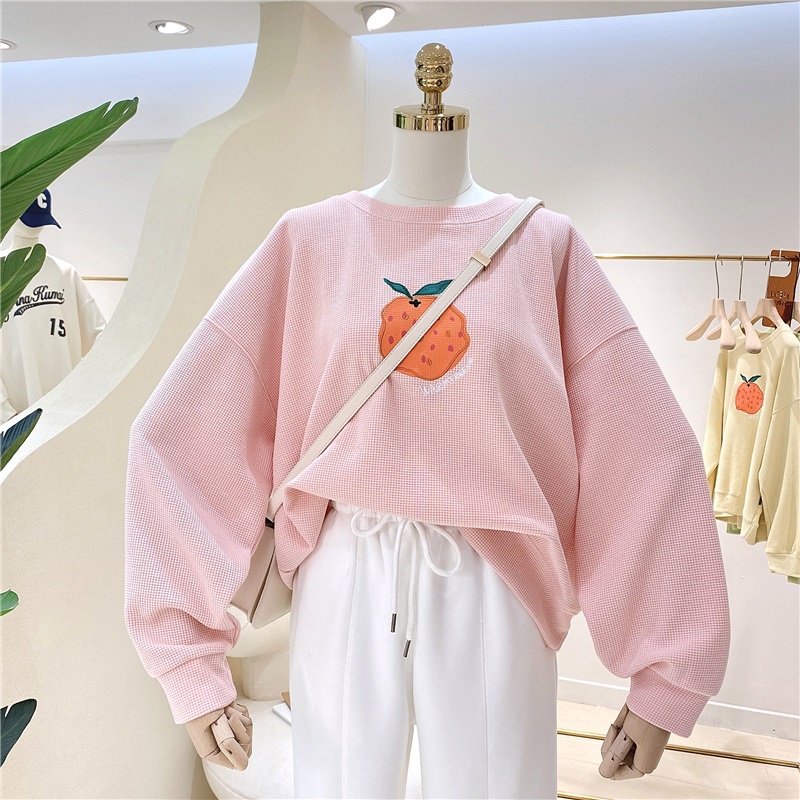 Áo nỉ nữ SUXI dài tay cổ tròn dáng rộng phong cách Hàn Quốc thời trang