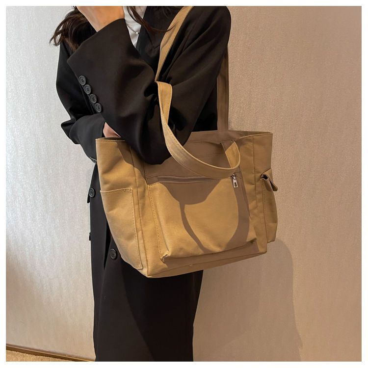 Túi Xách Canvas Màu Sắc Đơn Giản Sức Chứa Lớn Thời Trang Theo Phong Cách Nhật Bản