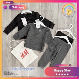 Bộ tổ ong hm bé trai 18m-6y 2 màu ghi xanh rêu