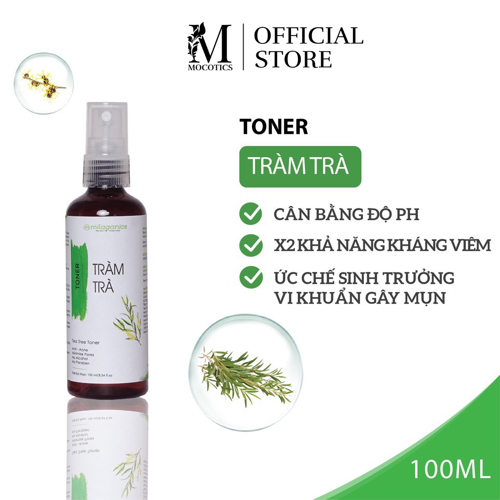 Toner tràm trà ngừa mụn & cân bằng độ pH phù hợp với làn da mụn nhạy cảm Mocotics 100ml