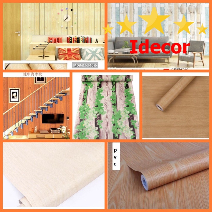 Giấy Dán Tường Giả Gỗ Có Sẵn Keo Bóc Dán Khổ 45cm*10m Dán Trần, Dán Bàn Tủ Decor Đẹp - Idecor