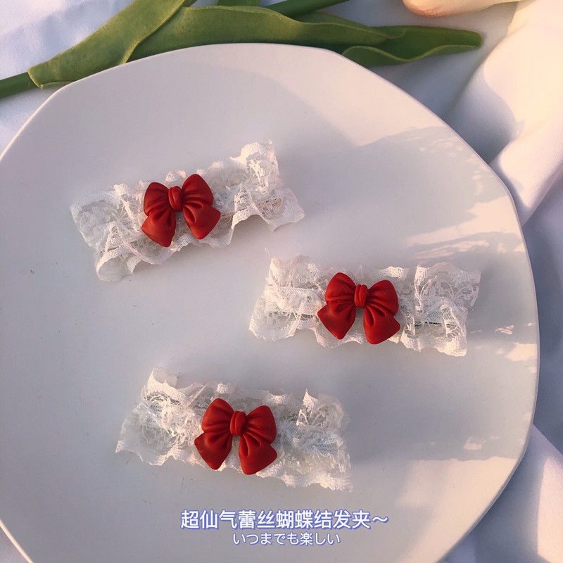 Kẹp Tóc Hình Nơ Phối Ren Xinh Xắn Dễ Thương Thẻ