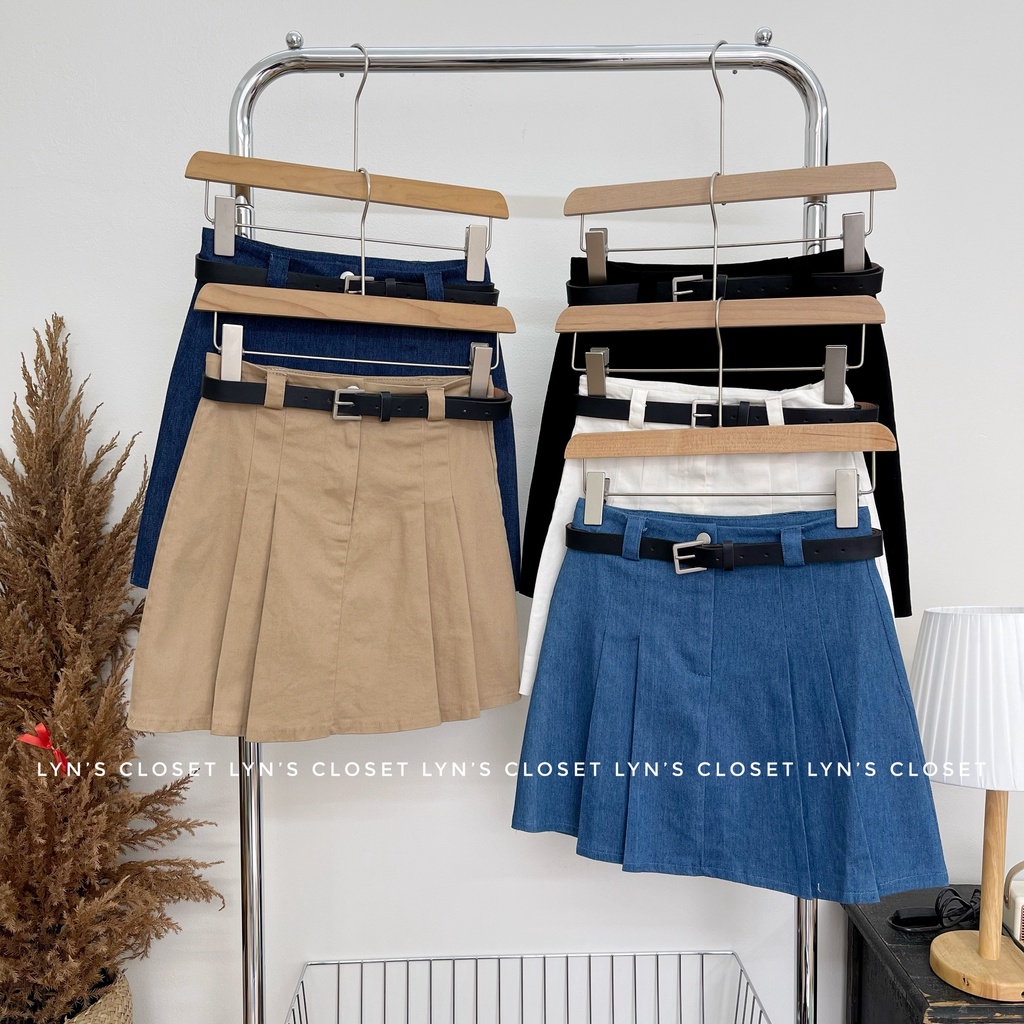 Chân váy ngắn xếp ly kèm dây thắt lưng có 5 màu - Lyn's Closet