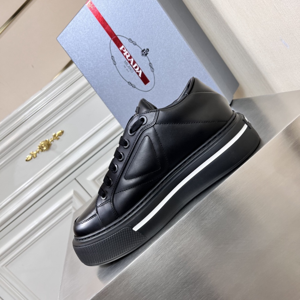 Giày thể thao nam da thật Prada kiểu dáng đơn giản, trẻ trung