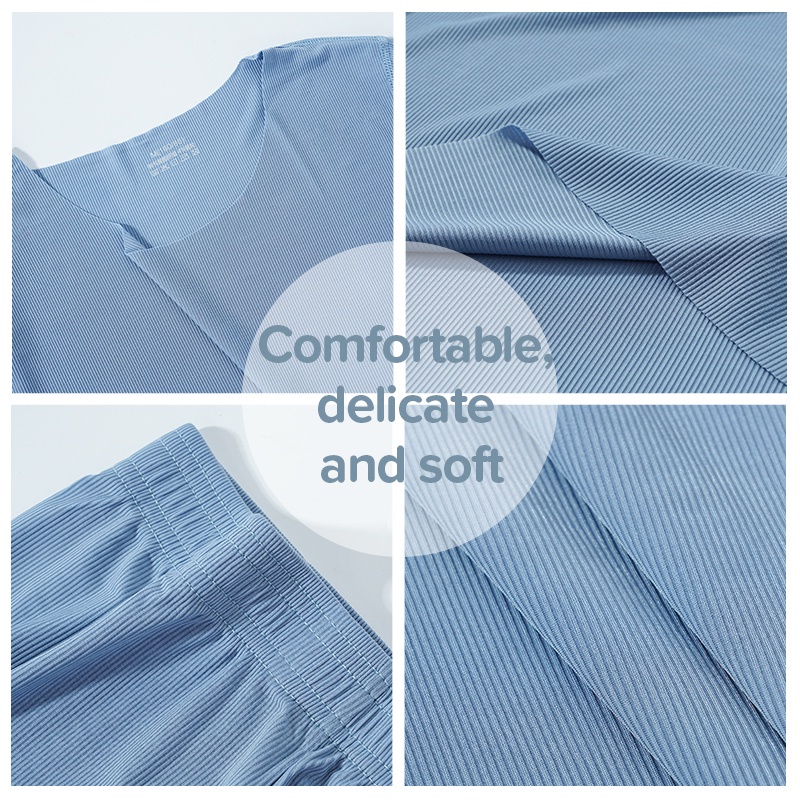 Set đồ ngủ ECMLN vải lụa lạnh màu trơn đơn giản thoải mái phong cách Pháp cho nữ
