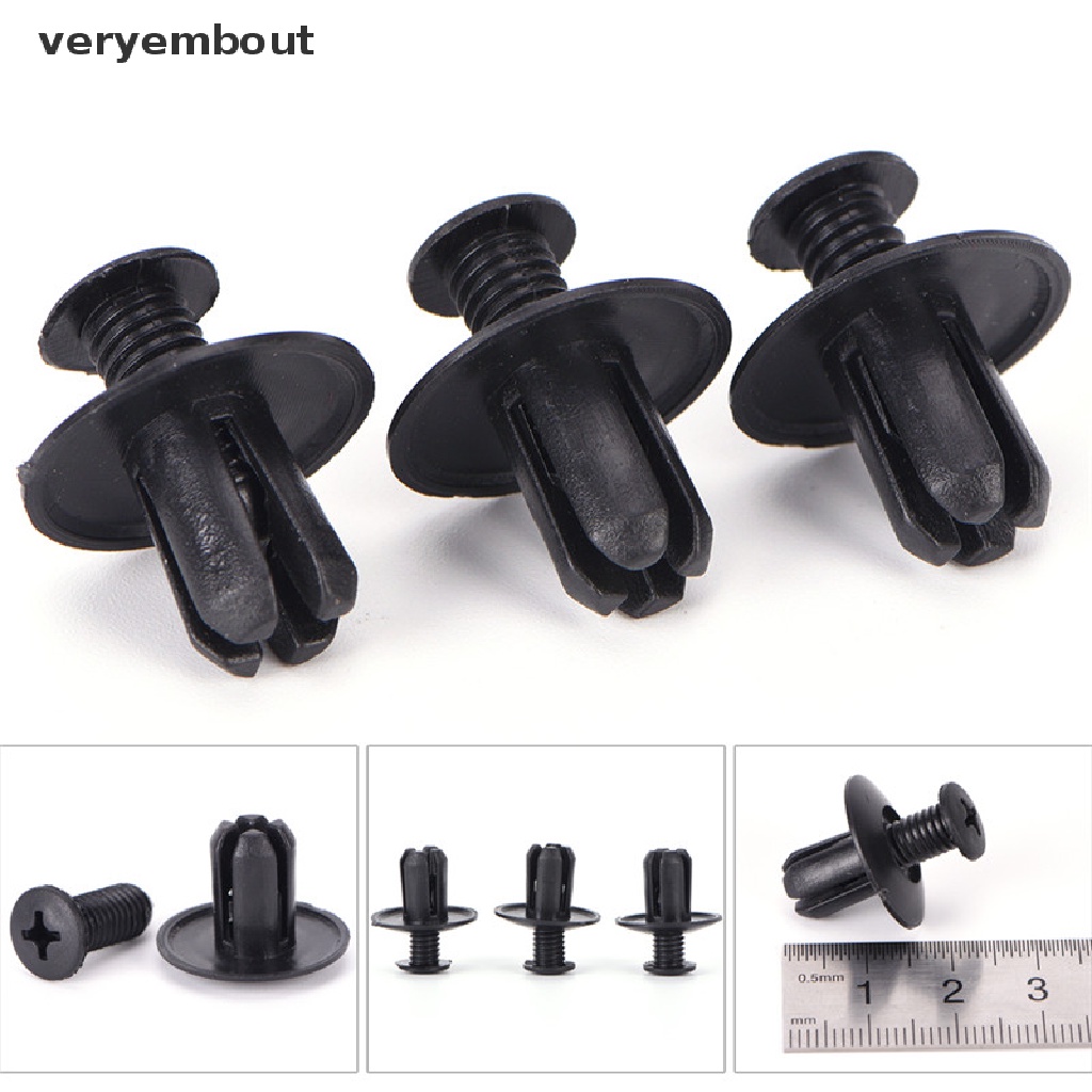 FENDER Set 50 Đinh Tán Nhựa 8mm Màu Đen Chuyên Dụng Cho Xe Hơi