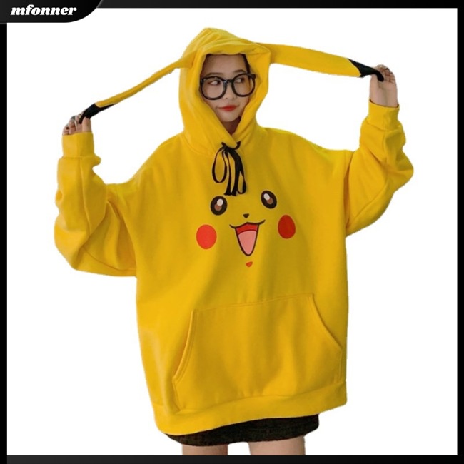 Áo Hoodie Dài Tay Dày Dặn In Họa Tiết Hoạt Hình Dễ Thương Cho Nữ