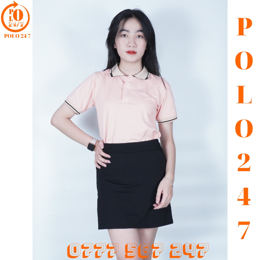Polo hồng phấn đơn giản tinh tế,cho cặp đôi, chất vải cá sấu cotton co giản 4 chiều, thoáng mát.