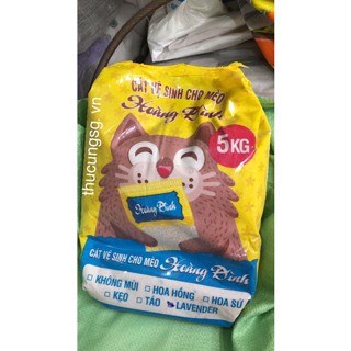 Cát mèo Hoàng Đình bao 5kg, cát vệ sinh cho mèo vón cục, ít bụi, kiểm soát mùi