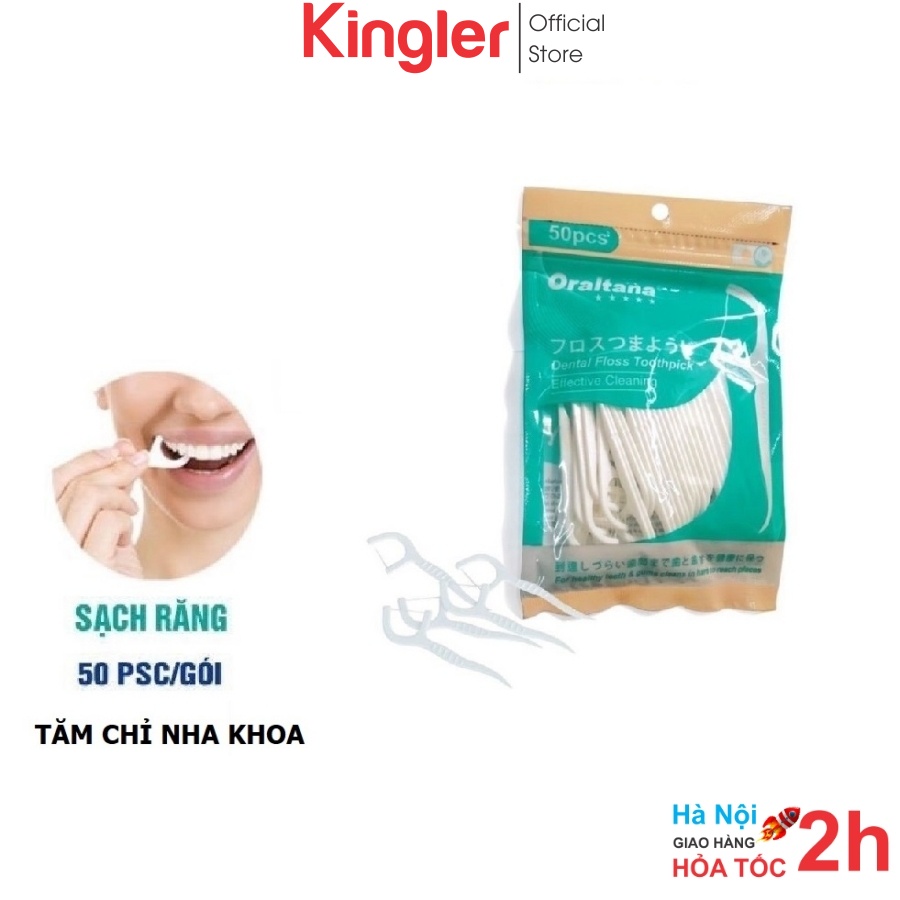Gói 50 Tăm Chỉ Nha Khoa Y Tế Chất Lượng Cao, Công Nghệ Nhật Bản, Làm Sạch Mảng Bám Răng Miệng, . Kingler 7050