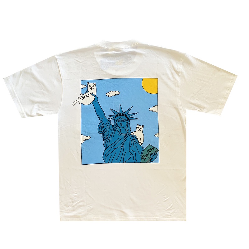 Ripndip Áo Thun Ngắn Tay Cổ Tròn Dáng Rộng In Hình Mèo Cá Tính Dành Cho Nữ Và Nam