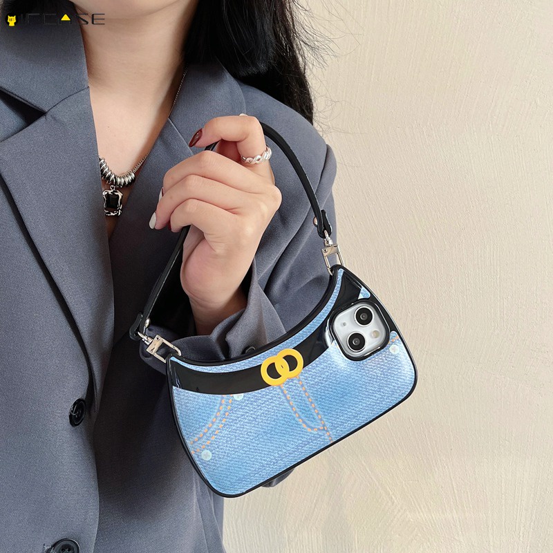 Ốp Điện Thoại Họa Tiết Denim 3D Kèm Dây Đeo Dành Cho iPhone 14 Plus 14 13 12 11 Pro Max