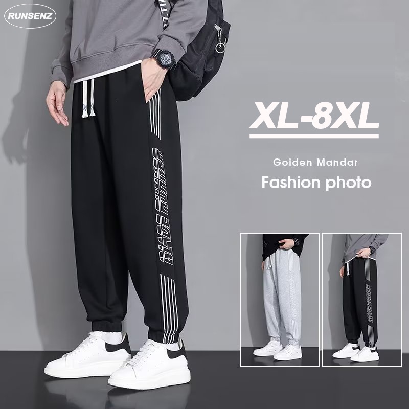 Quần Jogger Đen Dài Dáng Rộng Phong Cách Hàn Quốc Cho Nam Giới Size XL-8XL