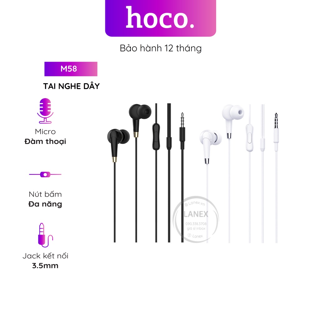 Tai Nghe Dây Hoco M58 Tpe Jack 3.5mm Có Mic Dài 1.2m